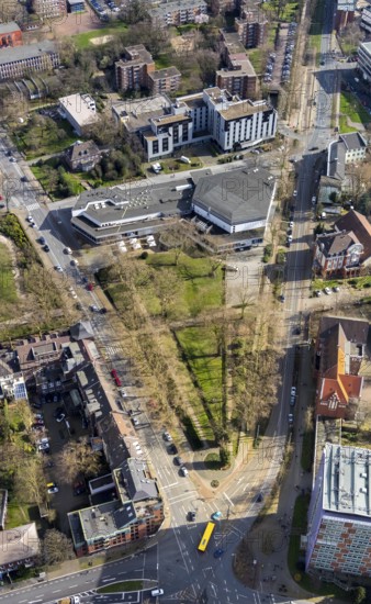 Aerial view, CongressCentrum Oberhausen, Luise-Albertz-Halle, Oberhausen, Ruhr area, North Rhine-Westphalia, Germany, DE, Düppelstraße, Europe, aerial view, aerial photography, aerial photography, Tagungs- und Veranstaltungszentrum Oberhausen GmbH, conference centre, overview, events, venue, event location, bird's eye view, birds-eyes view, overview