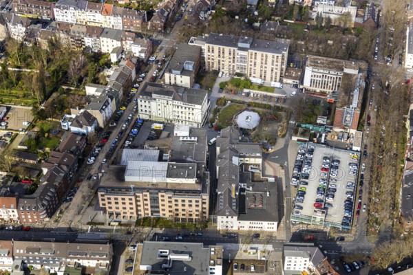 Aerial view, EKO Klinik, Evang. Krankenhaus Oberhausen, Oberhausen, Ruhr area, North Rhine-Westphalia, Germany, DE, Europe, healthcare, hospital, clinic, clinic centre, hospital, aerial view, aerial photography, aerial photography, medical facility, medical aid, emergency service, overview, Virchowstraße, bird's eye view, birds-eyes view, overview, medical care