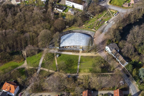 Aerial photograph, Industrial Archaeological Park St. Antony Hütte, covered excavation site, Osterfeld, Oberhausen, Ruhr area, North Rhine-Westphalia, Germany, Antoniestraße, archaeology, DE, Europe, industrial archaeology, cultural landscape, aerial photograph, aerial photography, aerial photography, museum, park, overview, bird's-eye view, former ironworks, overview