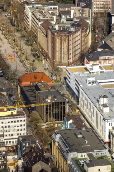 Aerial view, Zaporozhye Square, Oberhausen City Library, Oberhausen, Ruhr area, North Rhine-Westphalia, Germany, library, DE, Europe, aerial view, aerial photography, aerial photography, car parks, overview, bird's-eye view, overview
