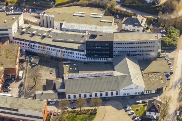 Aerial photo, St. Hubertus shooting hall, SKS Metaplst Scheffer-Klute GmbH, Sundern, Sauerland, North Rhine-Westphalia, Germany, DE, Europe, aerial photo, aerial photography, aerial photography, overview, bird's-eye view, birds-eyes, view, overview, customs, shooting club, tradition, shooting festival