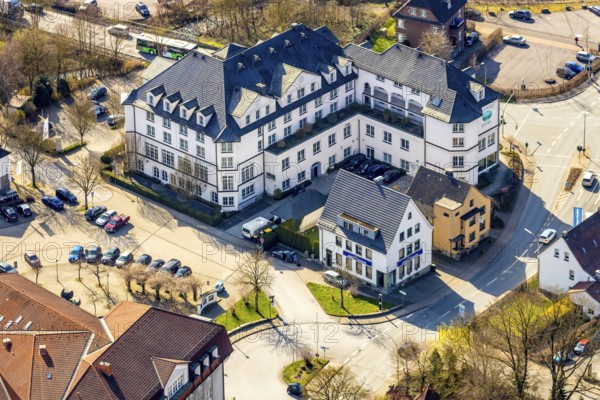 Aerial photo, Sunderland Hotel, Sundern, Sauerland, North Rhine-Westphalia, Germany, DE, Europe, aerial view, aerial photography, aerial photography, overview, bird's-eye view, birds-eyes, view, overview, overnight stay, overnight accommodation, hotel room, holiday, guest room, accommodation, holidays, tourism