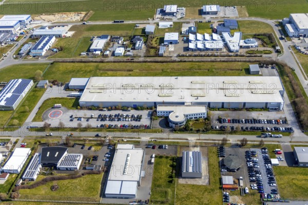 Aerial view, Belecke North Industrial Park, Warstein, North Rhine-Westphalia, Germany