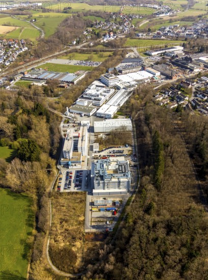 Aerial view, Belecke-West industrial estate, Max-Planck-Straße, Warstein, North Rhine-Westphalia, Germany