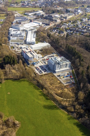 Aerial view, Belecke-West industrial estate, Max-Planck-Straße, Warstein, North Rhine-Westphalia, Germany