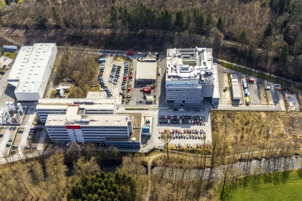 Aerial view, Belecke-West industrial estate, Max-Planck-Straße, Warstein, North Rhine-Westphalia, Germany