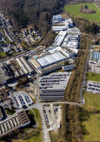 Aerial view, Belecke-West industrial estate, Max-Planck-Straße, Warstein, North Rhine-Westphalia, Germany