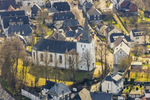 Aerial view, Old Church of St Pankratius, Belecke district, Warstein, North Rhine-Westphalia, Germany