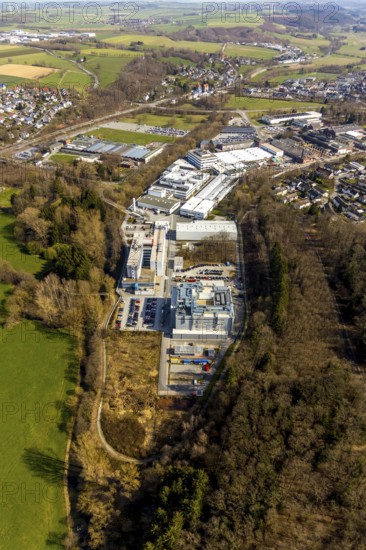 Aerial view, Belecke-West industrial estate, Max-Planck-Straße, Warstein, North Rhine-Westphalia, Germany