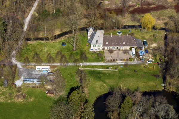 Aerial view, Welschenbeck House, former aristocratic residence, Möhne Valley, Warstein, North Rhine-Westphalia, Germany