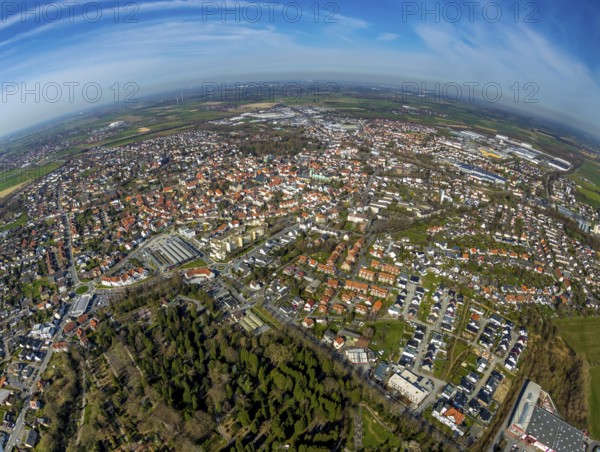 Aerial view, city view of Werl town centre, Werl, North Rhine-Westphalia, Germany