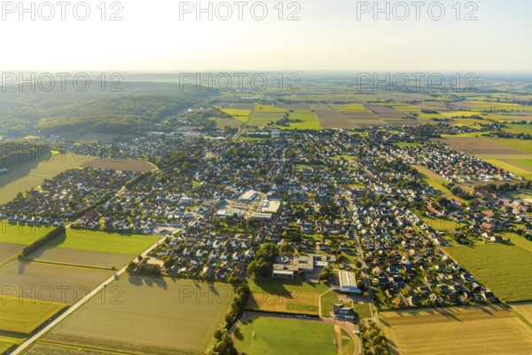 Aerial view, local view Preussisch Oldendorf, Preussisch Oldendorf, OWL, Ostwestfalen-Lippe, East Westphalia, North Rhine-Westphalia, Germany, DE, Europe, distant view, property tax, real estate, aerial view, aerial photography, aerial photography, OWL book, OWL book, local view, townscape, urban area, overview, bird's-eye view, residential area, living and living, residential area, residential buildings, residential quality, residential neighbourhood, housing estate, birds-eyes view, overview