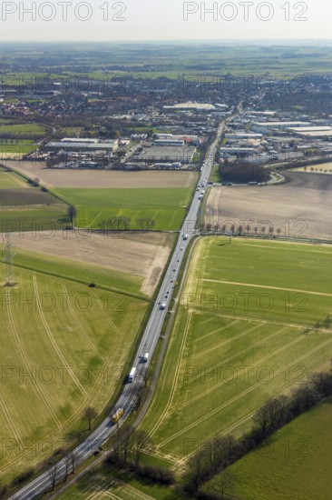 Aerial view, Hammer Landstraße and Hammer Straße industrial estate, Werl, North Rhine-Westphalia, Germany