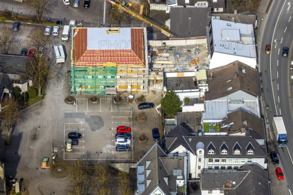 Aerial view, construction site Dr.-Segin-Platz, Warstein, North Rhine-Westphalia, Germany