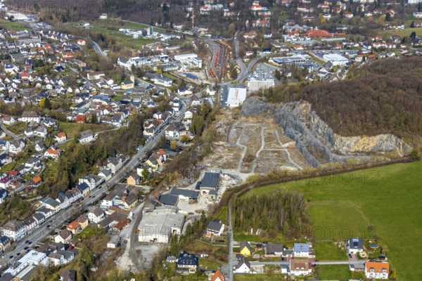 Aerial view, Oberhagen quarry, Suttroper Weg, Warstein, North Rhine-Westphalia, Germany