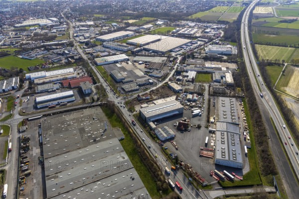 Aerial view, Hammer Straße industrial estate, Werl, North Rhine-Westphalia, Germany