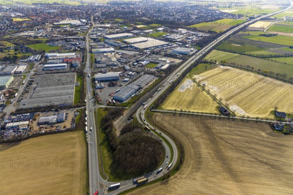 Aerial view, Hammer Straße industrial estate, Werl, North Rhine-Westphalia, Germany