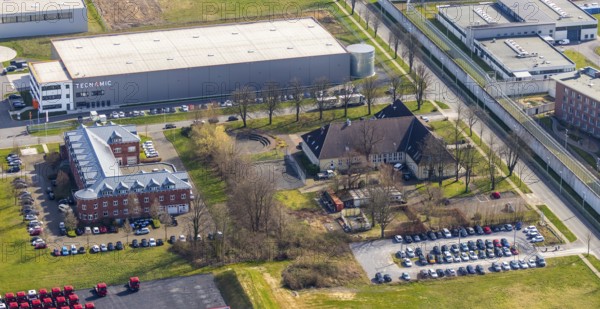 Aerial view, KonWerl Centre, Tecnamic GmbH new building, Kolping Education Centre, Werl, North Rhine-Westphalia, Germany