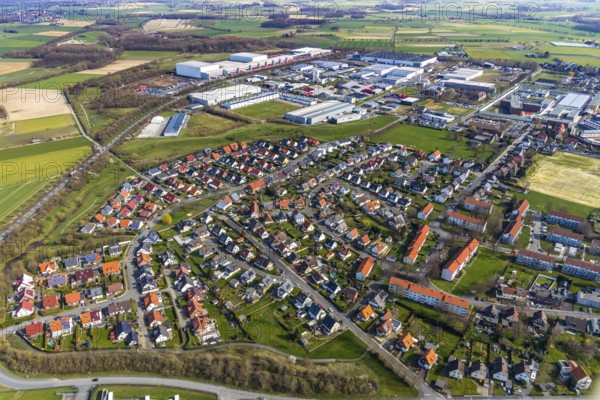Aerial view, Hansering residential and commercial area, Werl, North Rhine-Westphalia, Germany