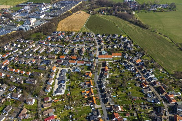 Aerial view, new residential area Kapuzinerring, Werl, North Rhine-Westphalia, Germany
