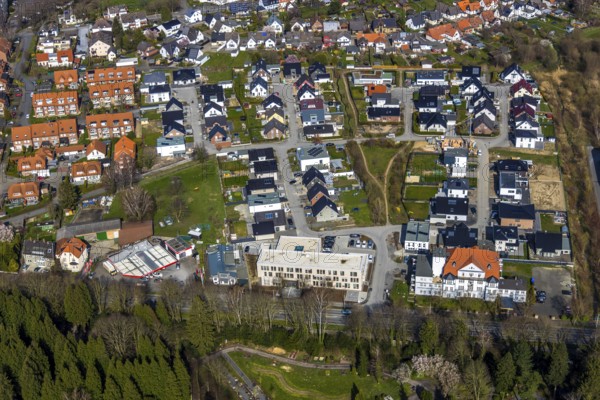 Aerial view, residential area UNION, district court, new building district court, Werl, North Rhine-Westphalia, Germany