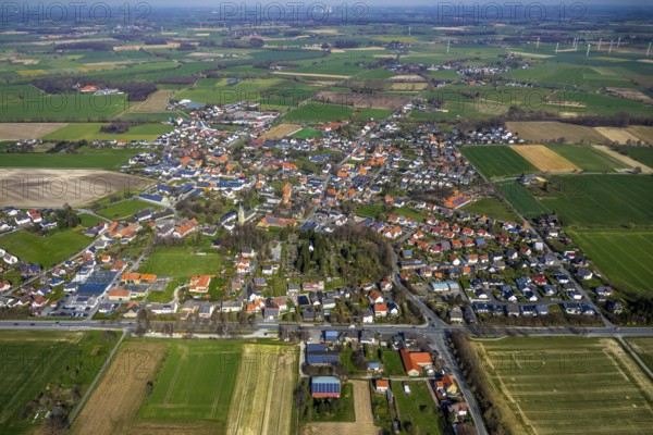 Aerial view, view of Westönnen, meadows and fields, Werl, North Rhine-Westphalia, Germany