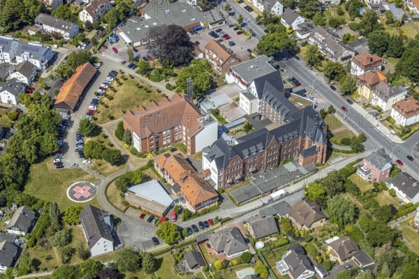 Aerial view, Marienhospital, EDEKA supermarket, Werl, Soester Börde, North Rhine-Westphalia, Germany