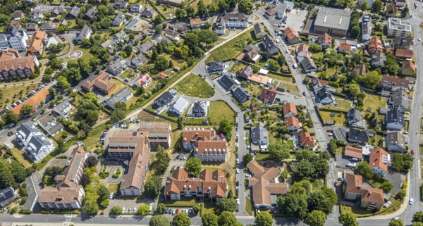 Aerial view, Westuffler Weg, Haus Amadeus retirement home, Haus Mozart, Werl, Soester Börde, North Rhine-Westphalia, Germany