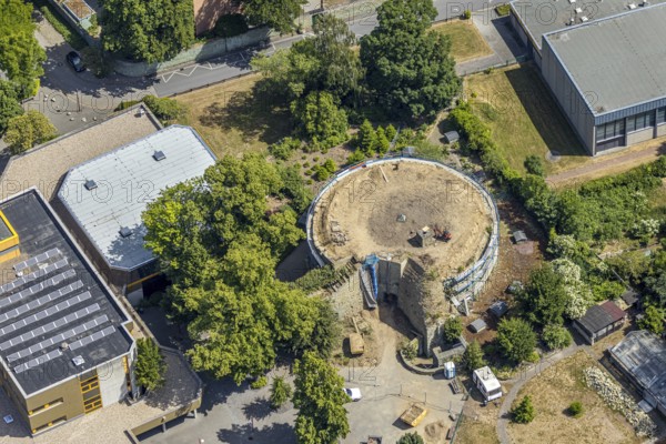 Aerial view, renovation of the ruins of the former electoral town palace, Ursulinen-Gymnasium, Werl, Soester Börde, North Rhine-Westphalia, Germany