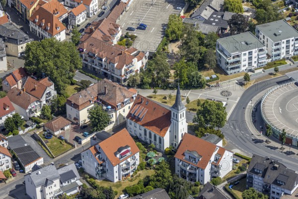 Aerial view, former Protestant St John's Church, Soester Straße, Steinerstraße, Werl, Soester Börde, North Rhine-Westphalia, Germany