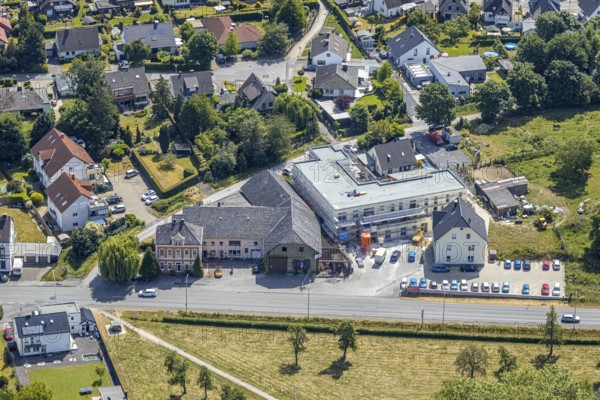 Aerial photo, Gesundheitsteam Hoff, construction of 19 flats suitable for senior citizens, Wickeder Straße, Werl, Soester Börde, North Rhine-Westphalia, Germany