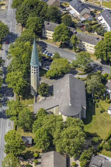 Aerial view, Catholic parish church of St Norbert, Werl, Soester Börde, North Rhine-Westphalia, Germany