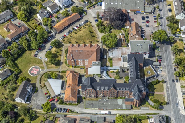 Aerial view, Marienhospital, EDEKA supermarket, Werl, Soester Börde, North Rhine-Westphalia, Germany