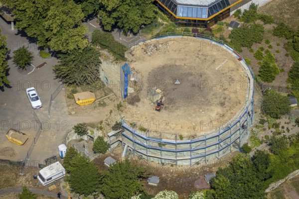 Aerial view, renovation of the ruins of the former electoral town palace, Ursulinen-Gymnasium, Werl, Soester Börde, North Rhine-Westphalia, Germany