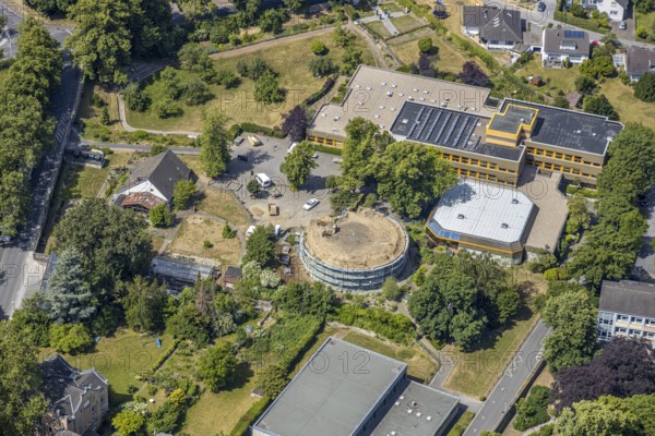 Aerial view, renovation of the ruins of the former electoral town palace, Ursulinen-Gymnasium, Werl, Soester Börde, North Rhine-Westphalia, Germany