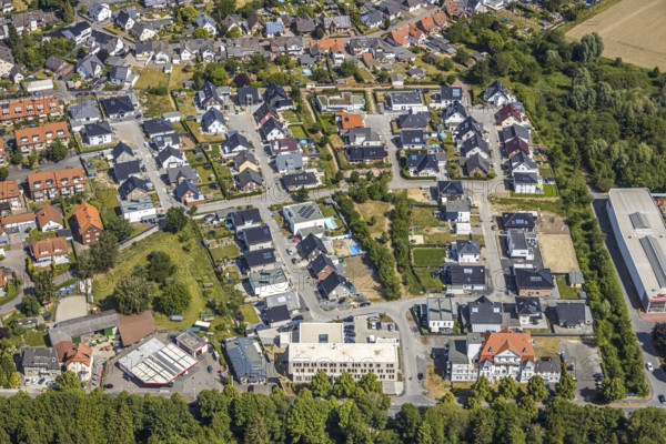 Aerial view, residential area UNION, district court, new building district court, Werl, Soester Börde, North Rhine-Westphalia, Germany