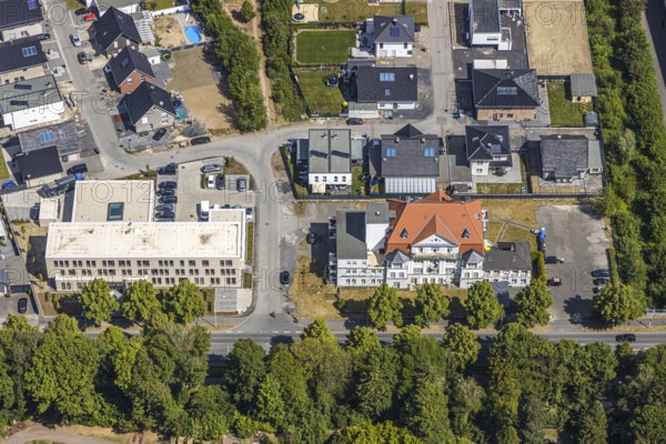Aerial view, residential area UNION, district court, new building district court, Werl, Soester Börde, North Rhine-Westphalia, Germany