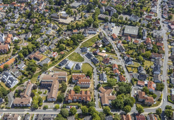 Aerial view, Westuffler Weg, Haus Amadeus retirement home, Haus Mozart, Werl, Soester Börde, North Rhine-Westphalia, Germany