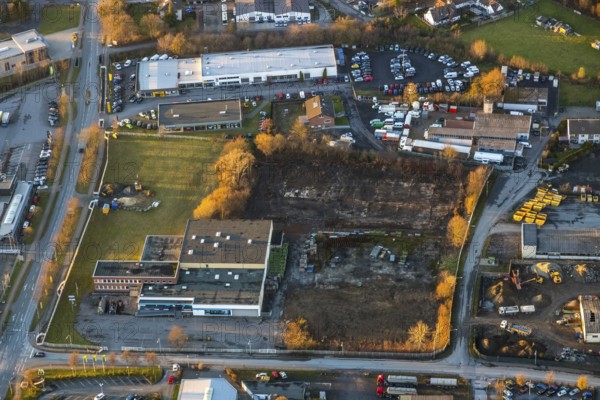 Aerial view, Kettler Outlet Werl, Wilhelm Jonas car dealership, Neuwerk site, Werl, North Rhine-Westphalia, Germany