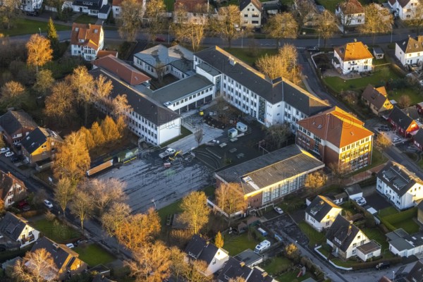 Aerial view, Marien-Gymnasium, construction site, Werl, North Rhine-Westphalia, Germany