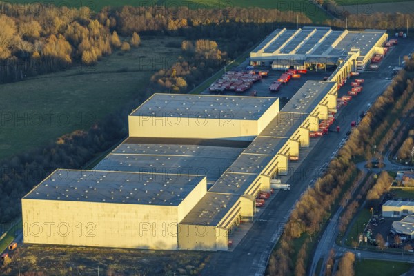 Aerial view, ATU warehouse, Hansering, Werl, North Rhine-Westphalia, Germany