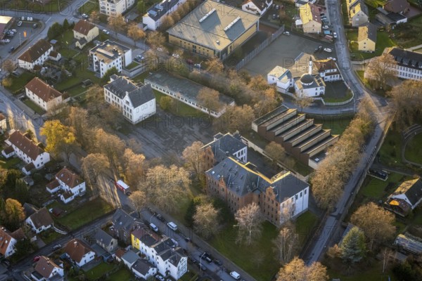 Aerial view, Overbergschule, catholic secondary school, Overberg sports hall, Werl, North Rhine-Westphalia, Germany