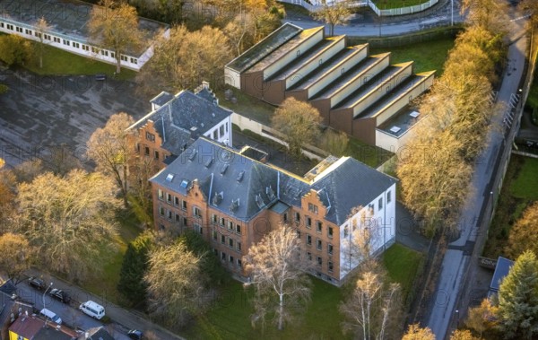 Aerial view, Overbergschule, catholic secondary school, Overberg sports hall, Werl, North Rhine-Westphalia, Germany