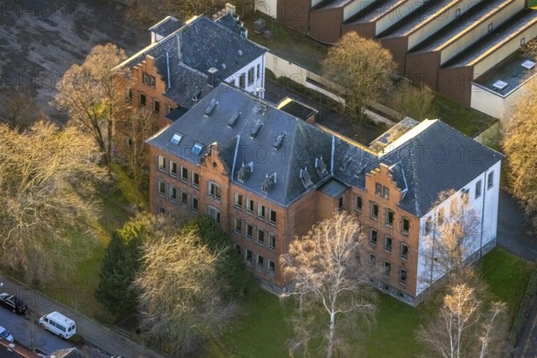 Aerial view, Overbergschule, catholic secondary school, Overberg sports hall, Werl, North Rhine-Westphalia, Germany