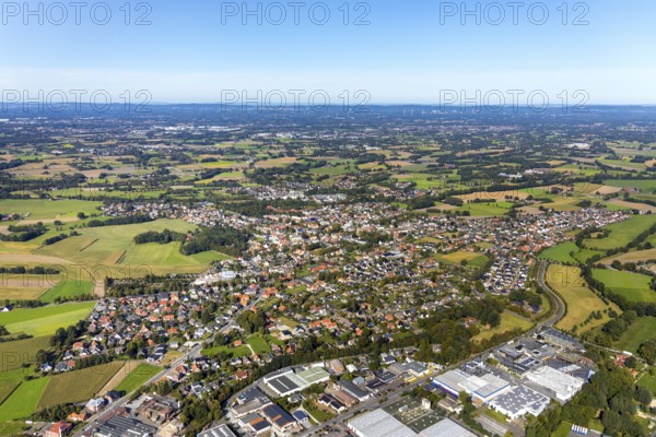 Aerial view, local view Neuenkirchen, Rietberg, OWL, Ostwestfalen-Lippe, East Westphalia, North Rhine-Westphalia, Germany, City, DE, Europe, distant view, property tax, real estate, aerial view, aerial photography, aerial photography, OWL book, OWLBuch, local view, townscape, urban area, overview, bird's eye view, residential area, living and living, residential area, residential buildings, residential quality, residential neighbourhood, housing estate, birds-eyes view, overview