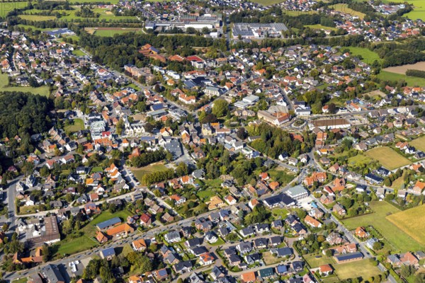 Aerial view, local view Neuenkirchen, Rietberg, OWL, Ostwestfalen-Lippe, East Westphalia, North Rhine-Westphalia, Germany, City, DE, Europe, distant view, property tax, real estate, aerial view, aerial photography, aerial photography, OWL book, OWLBuch, local view, townscape, urban area, overview, bird's eye view, residential area, living and living, residential area, residential buildings, residential quality, residential neighbourhood, housing estate, birds-eyes view, overview