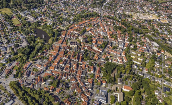 Aerial view, city overview, St. Ägidius Church, Wiedenbrück, Rheda-Wiedenbrück, East Westphalia, North Rhine-Westphalia, Germany, DE, Europe, birds-eyes view, aerial photography, aerial photography, aerial photography, overview, bird's eye view