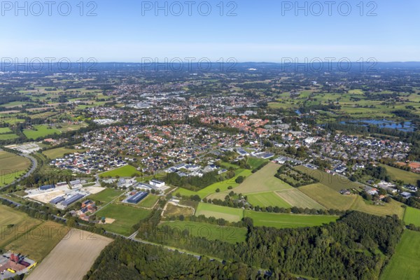 Aerial view, town view, Rietberg, OWL, Ostwestfalen-Lippe, East Westphalia, North Rhine-Westphalia, Germany, old town, old town view, DE, Europe, property tax, real estate, aerial view, aerial photography, aerial photography, OWL book, OWL book, townscape, city area, overview, bird's eye view, residential area, living and living, residential area, residential buildings, residential quality, residential neighbourhood, housing estate, birds-eyes view, historic town centre, overview