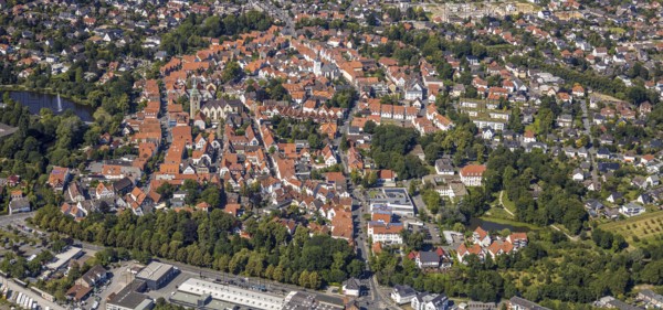 Aerial view, city overview, St. Ägidius Church, Wiedenbrück, Rheda-Wiedenbrück, East Westphalia, North Rhine-Westphalia, Germany, DE, Europe, birds-eyes view, aerial photography, aerial photography, aerial photography, overview, bird's eye view