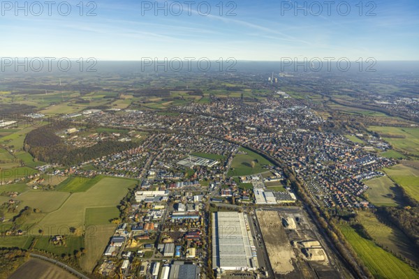 Aerial view, former Ikea Europal warehouse in the industrial estate Abriß, Euziel, Wahrbrink, Varnhövel, Werne, Ruhr area, North Rhine-Westphalia, Germany